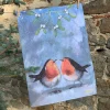 Alex Clark Christmas 100% Cotton Tea Towel - Robins & Mistletoe