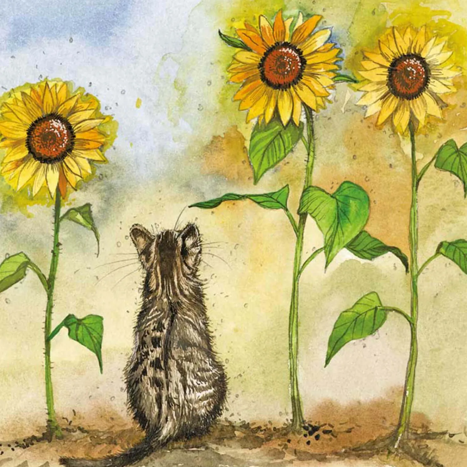 Alex Clark Coasters - Cat & Sunflowers