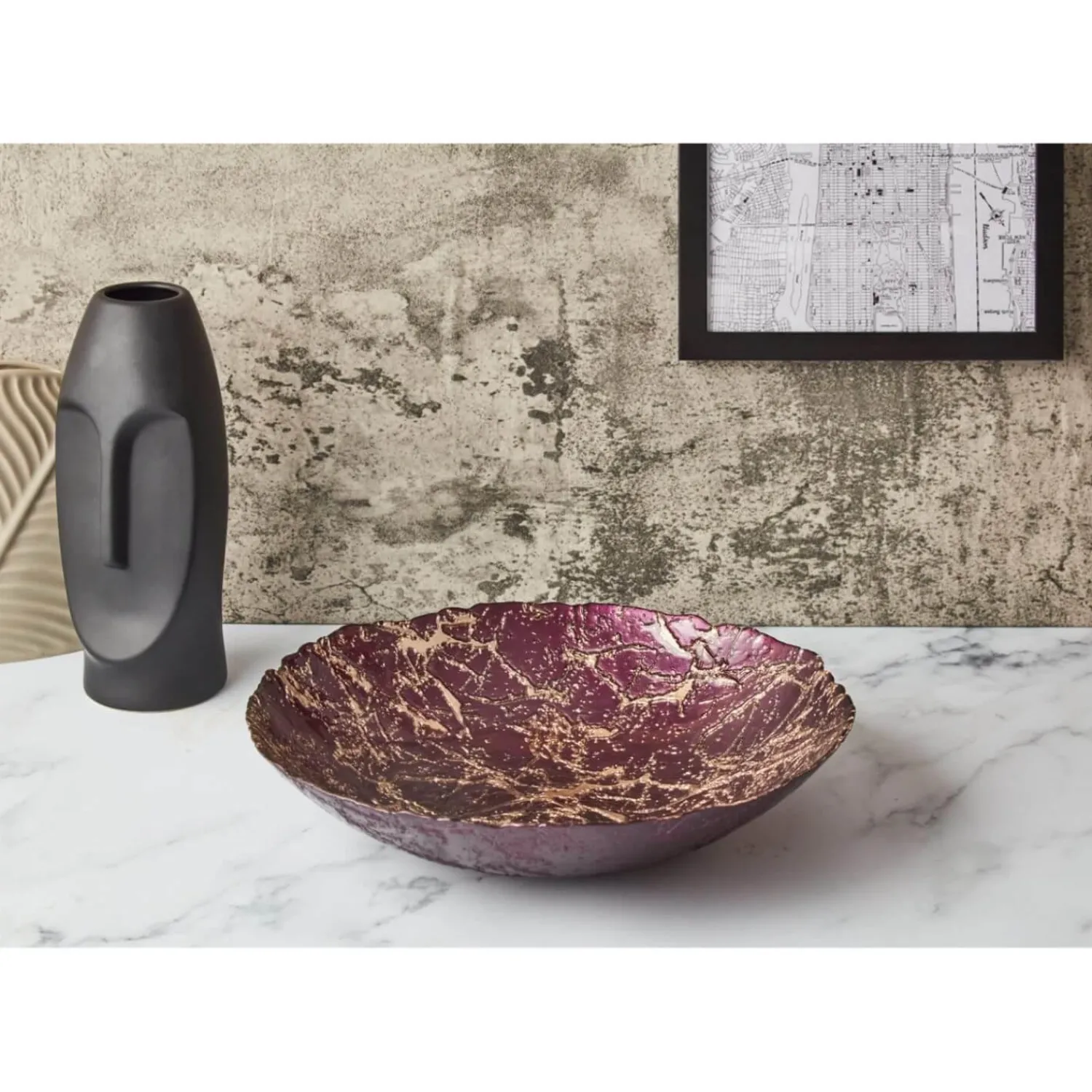 Anton Studio Designs Gold Marble Glass Round Bowl - 33cm