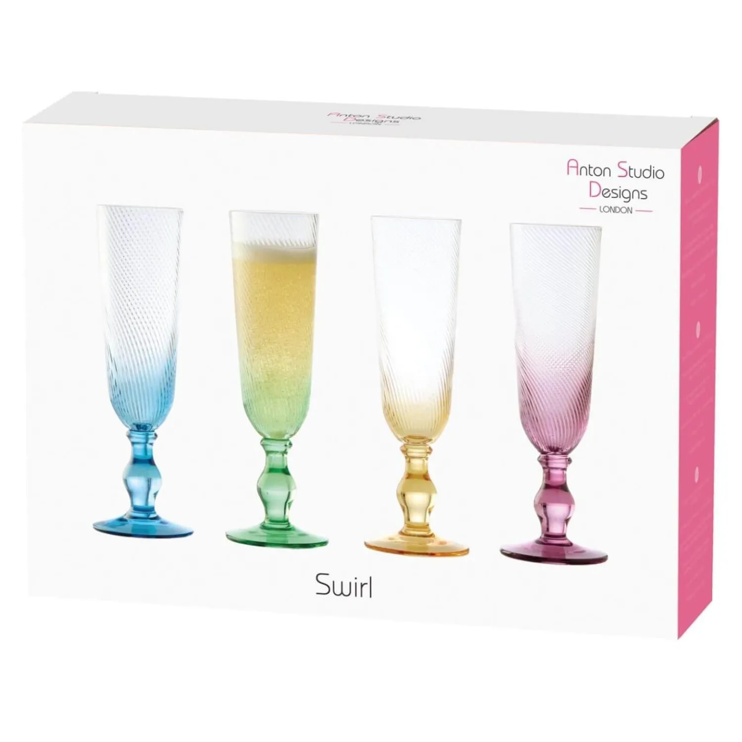 Anton Studio Designs Anton Studios Design Swirl 4 Piece Champagne Glass Set