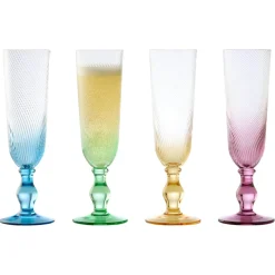 Anton Studio Designs Anton Studios Design Swirl 4 Piece Champagne Glass Set