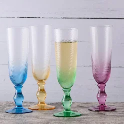 Anton Studio Designs Anton Studios Design Swirl 4 Piece Champagne Glass Set