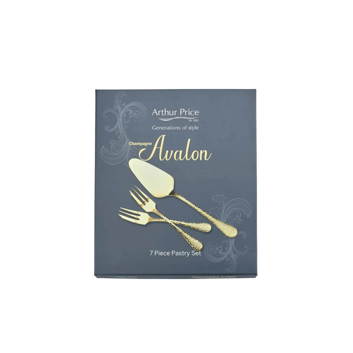 Arthur Price Champagne Avalon Stainless Steel Pastry Fork & Server Set - 7-Piece