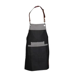 Barbary u0026 Oak Barbary & Oak Denim Apron With Leather Detail