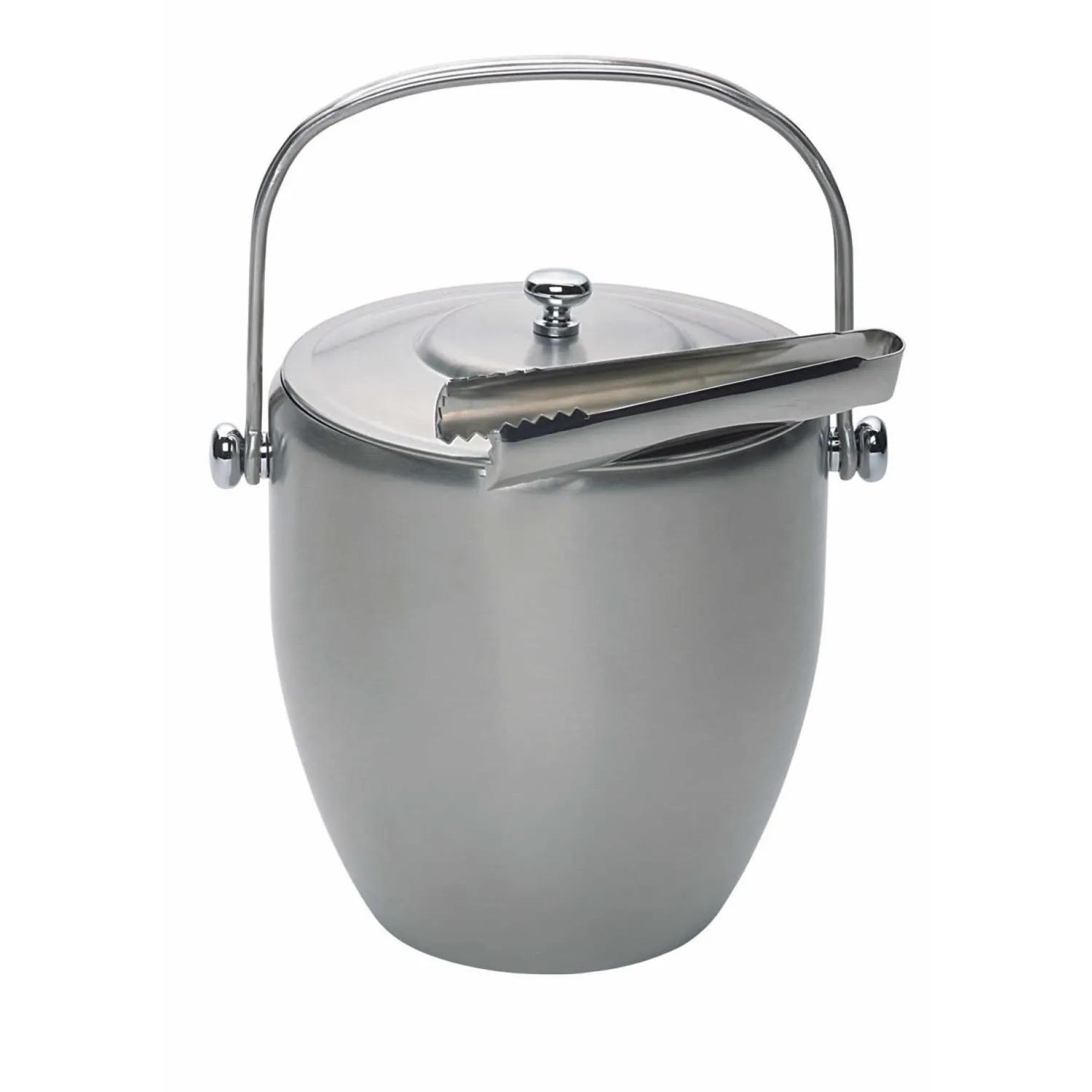 BarCraft Brushed Steel Ice Bucket With Lid & Tongs