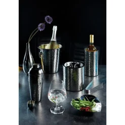BarCraft Cobbler Cocktail Shaker - Hammered Steel