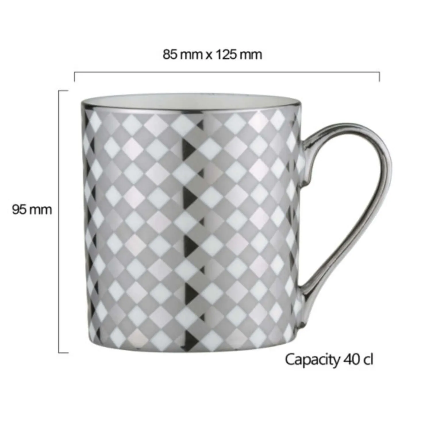 BIA International by DRH Bia International Porcelain Tartan 400ml Mug - Platinum