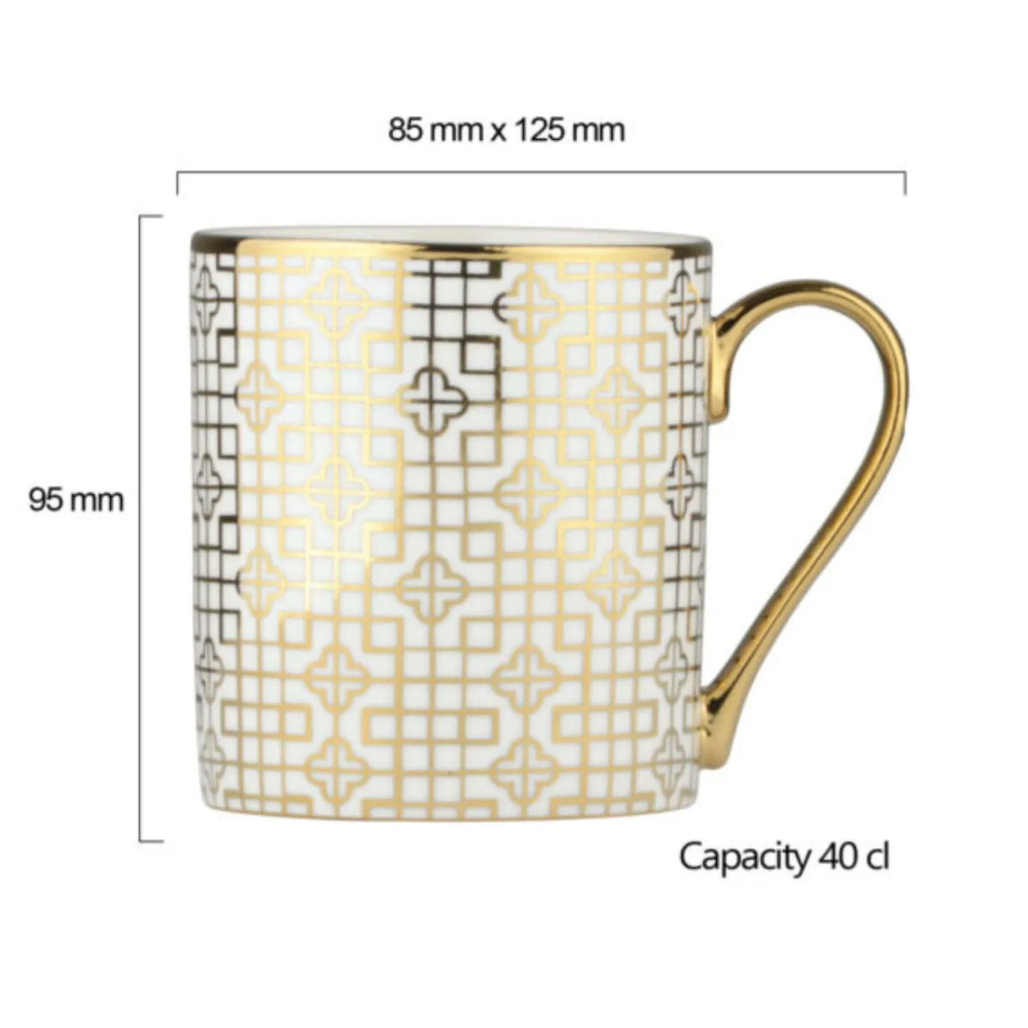 BIA International by DRH Bia International Porcelain Art Deco 400ml Mug - Gold