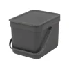 Brabantia Sort & Go 6 Litre Waste Bin - Grey