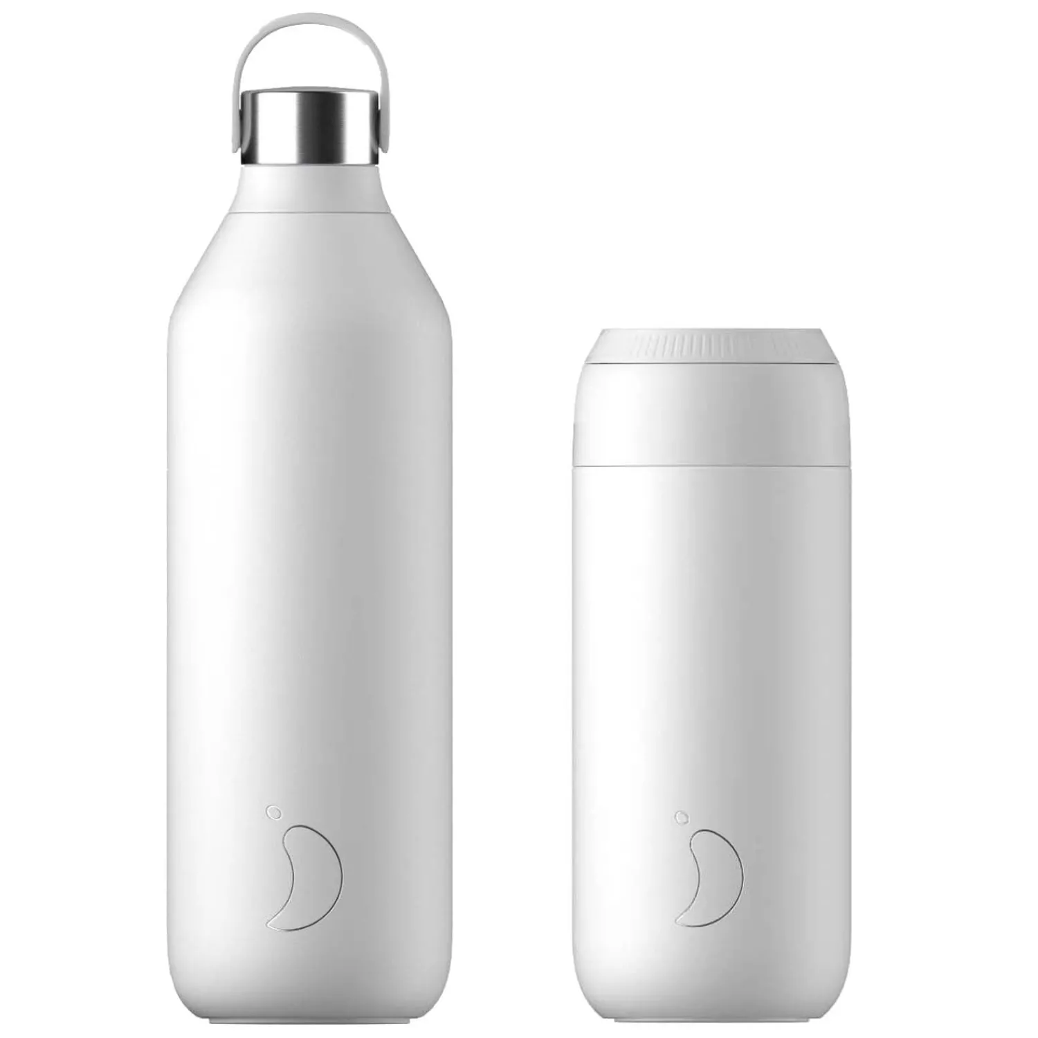 Chilly's Chilly's Series 2 1 Litre Reusable Water Bottle & 50cl Coffee Cup Set - Arctic White