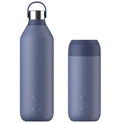 Chilly's Chilly's Series 2 1 Litre Reusable Water Bottle & 50cl Coffee Cup Set - Whale Blue