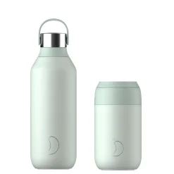 Chilly's Chilly's Series 2 500ml Hydration Reusable Water Bottle & 34cl Coffee Cup Set - Lichen Green