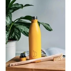 Chilly's Chilly's Series 2 Reusable Water Bottle, Coffee Cup & Cleaning Brush Set - Abyss Black