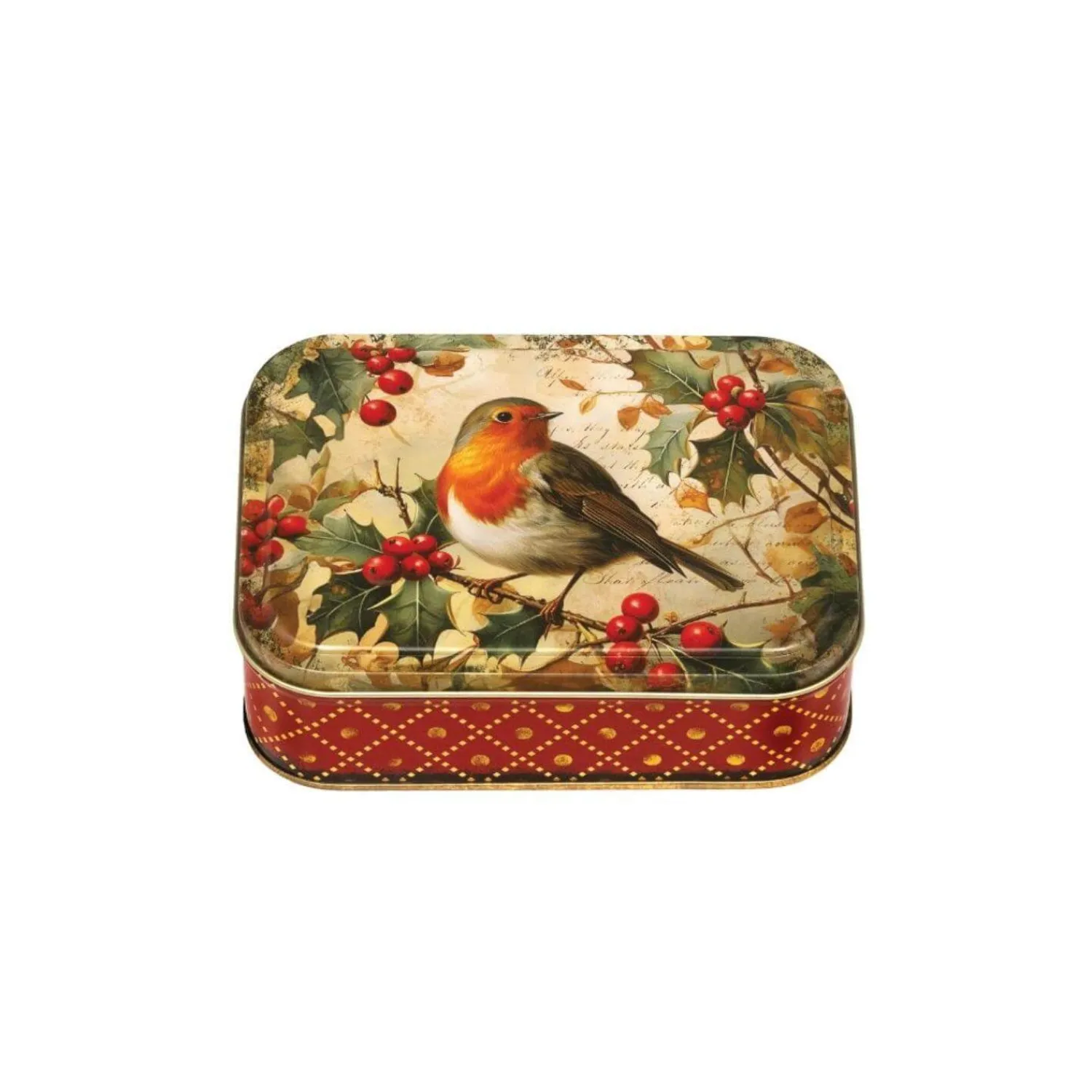 Elite Tins Christmas Small Rectangular Tin - Robin