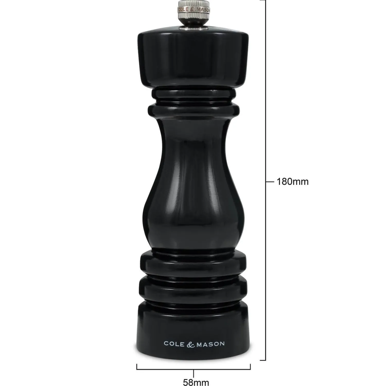 Cole u0026 Mason Cole & Mason London 18cm Beech Wood Pepper Mill - Gloss Black