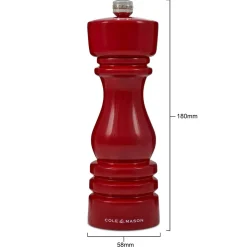 Cole u0026 Mason Cole & Mason London 18cm Beech Wood Pepper Mill - Gloss Red