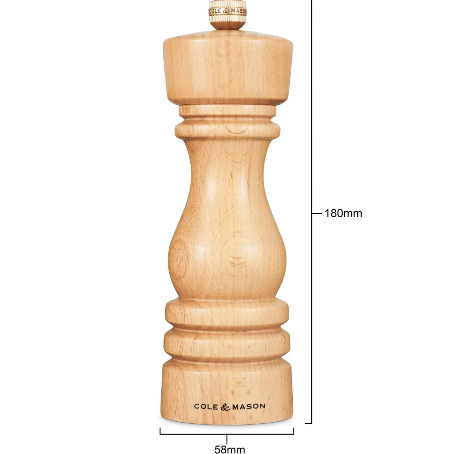 Cole u0026 Mason Cole & Mason London 18cm Beech Wood Pepper Mill - Natural Beech