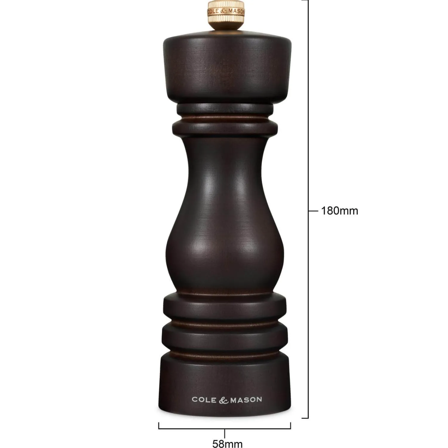 Cole u0026 Mason Cole & Mason London 18cm Beech Wood Pepper Mill - Chocolate