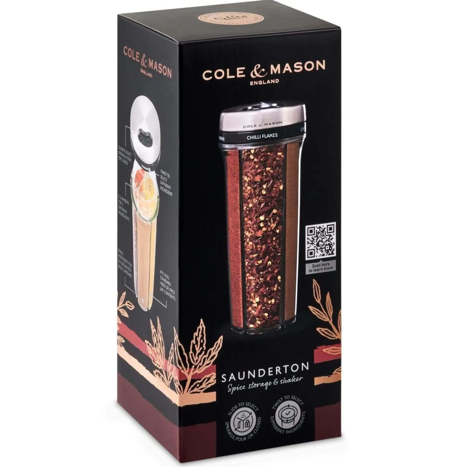 Cole u0026 Mason Cole & Mason Saunderton Spice 20cm Storage Shaker - Filled