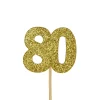 Creative Party Glitter No. 80 Numeral Moulded Cupcake Toppers - Gold