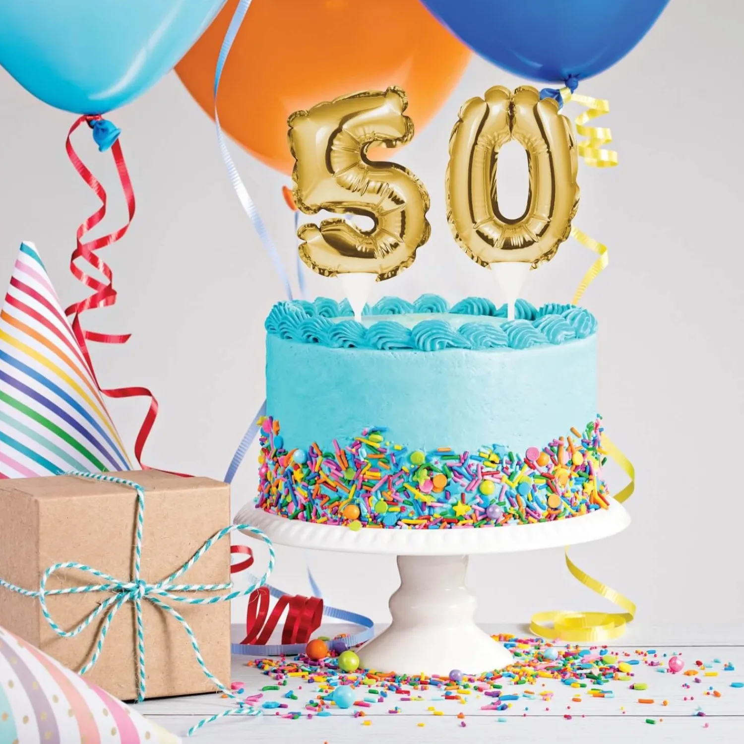 Creative Party No. 8 Self-Inflating Mini Balloon Cake Topper - Gold