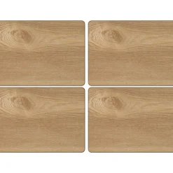 Creative Tops Naturals 4 Piece Rectangle Placemat Set - Oak Veneer
