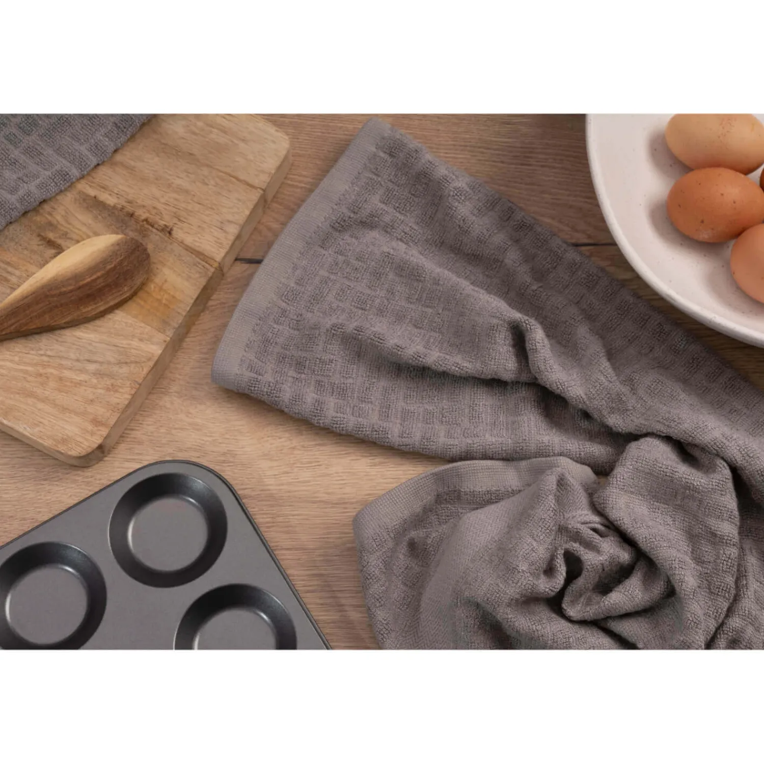 Cuisinart Pack of 2 Antimicrobial Professional Bamboo Sculpted Tea Towel - Light Grey
