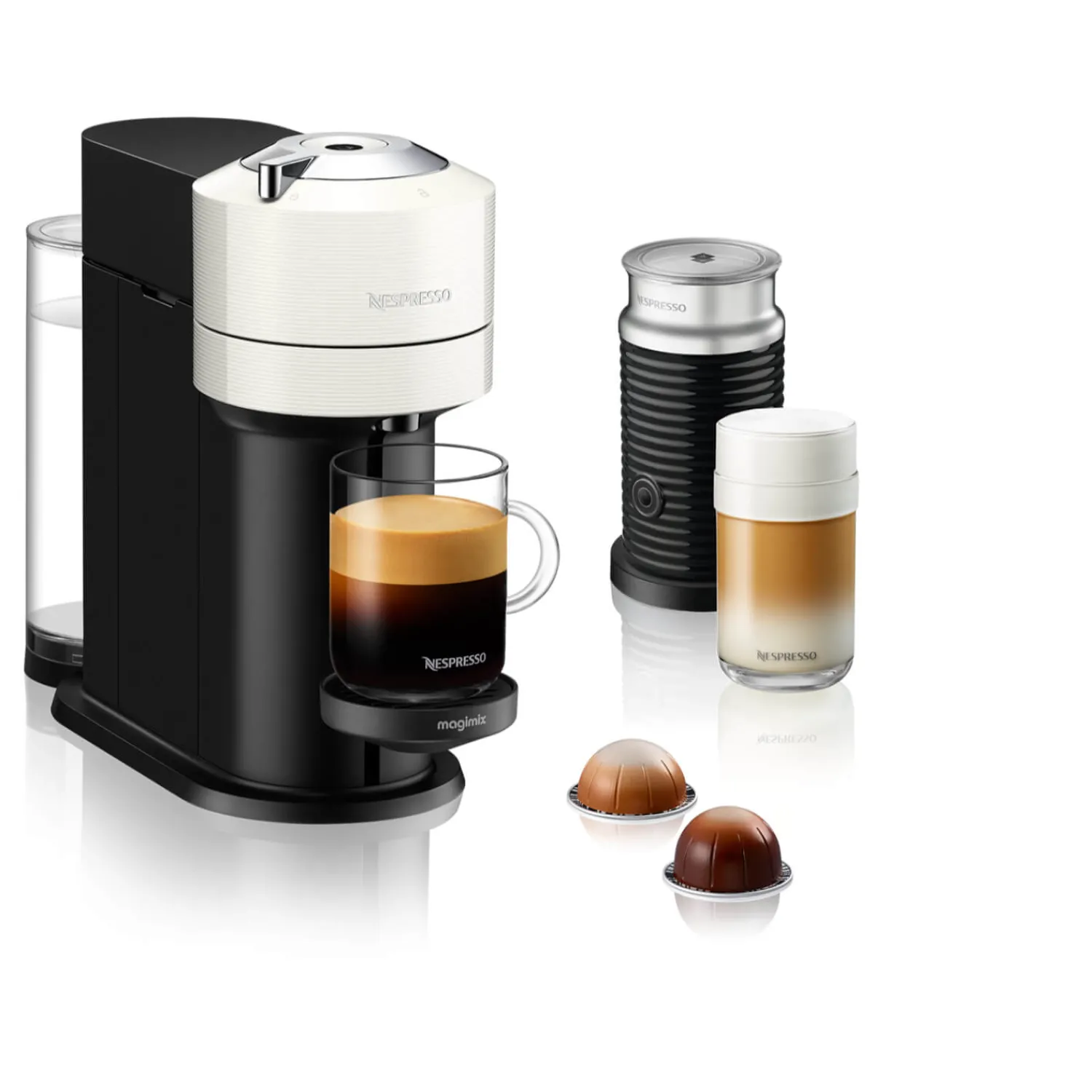 De'Longhi De'Longhi EN120.WAE Nespresso Vertuo Next Coffee Machine + Aeroccino Milk Frother - White
