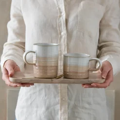 Denby Stoneware Kiln 295ml Small Ridged Mug - Coral