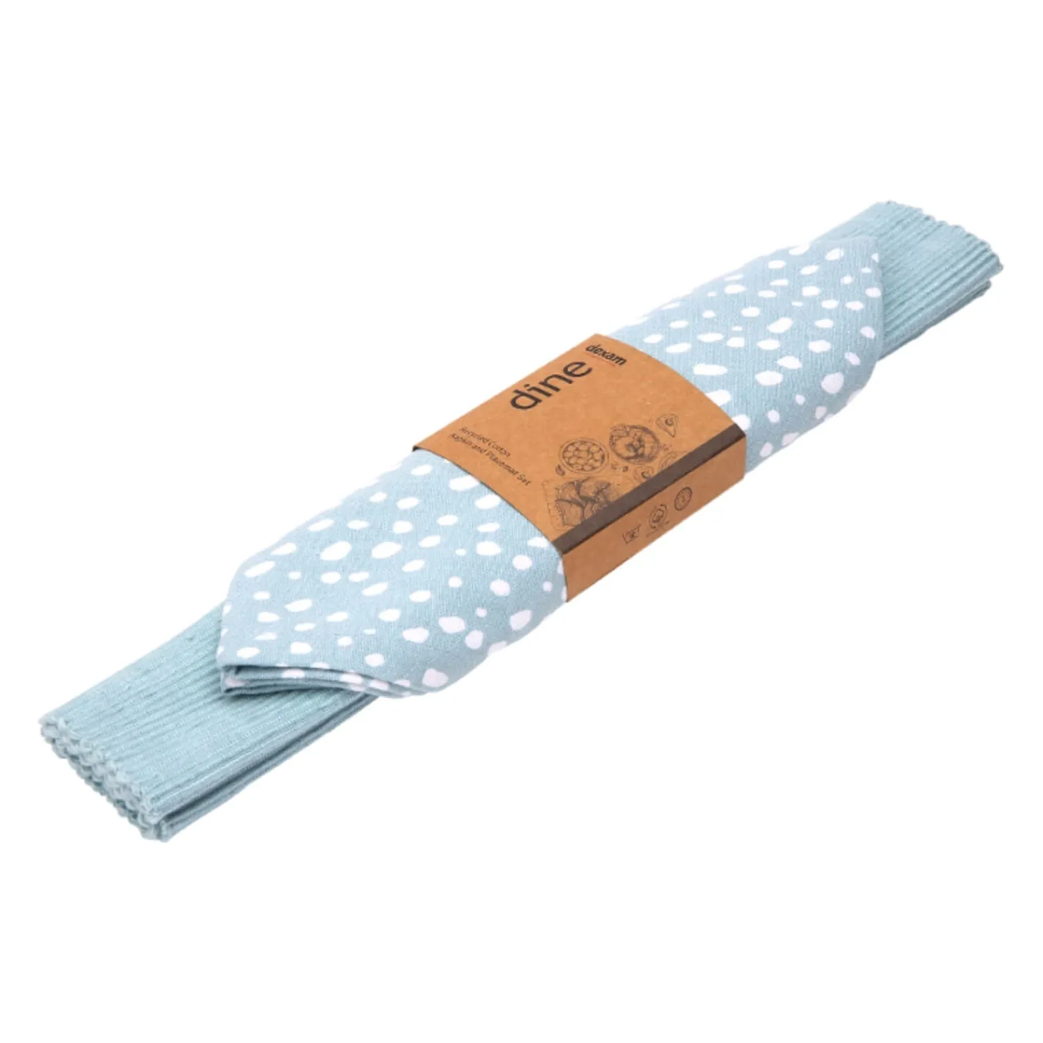 Sintra Dexam 100% Recycled Cotton Spotted Napkin & Placemat Set - Duck Egg