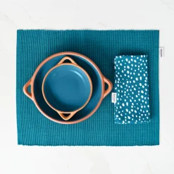 Sintra Dexam 100% Recycled Cotton Spotted Napkin & Placemat Set - Ink Blue