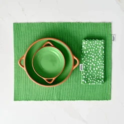 Sintra Dexam 100% Recycled Cotton Spotted Napkin & Placemat Set - Green