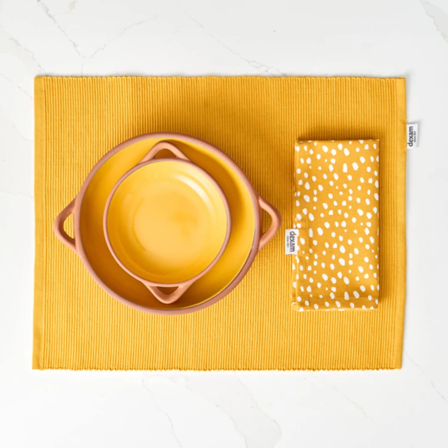 Sintra Dexam 100% Recycled Cotton Spotted Napkin & Placemat Set - Ochre