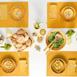 Sintra Dexam 100% Recycled Cotton Spotted Napkin & Placemat Set - Ochre