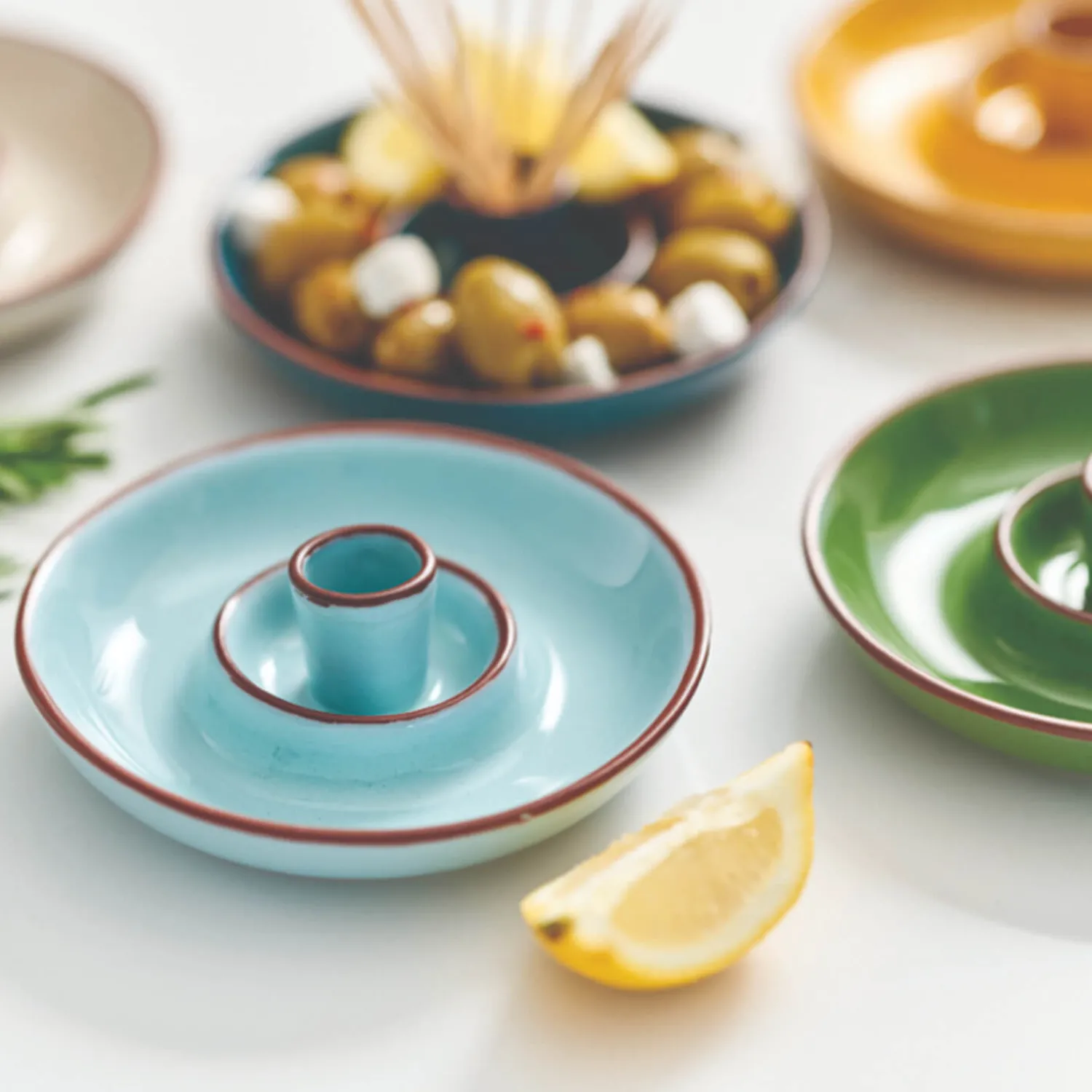 Sintra Dexam Glazed Terracotta Olive Dish - Duck Egg