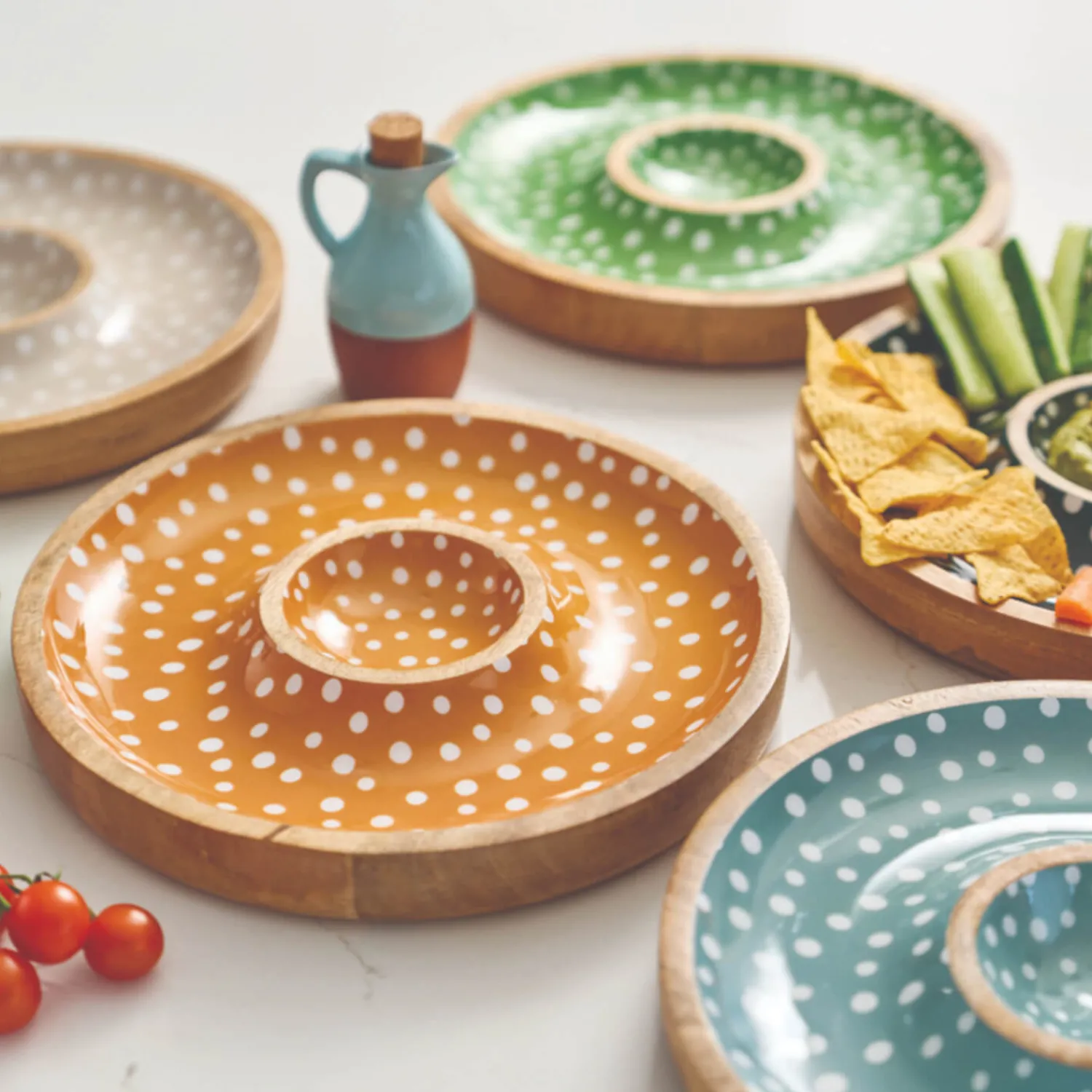 Sintra Dexam Mango Wood Spotted Chip & Dip Bowl - Ochre