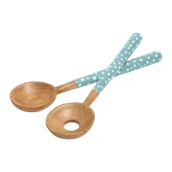 Sintra Dexam Mango Wood Spotted Salad Servers - Duck Egg