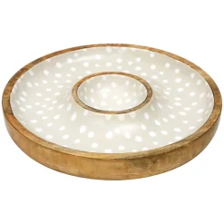 Sintra Dexam Mango Wood Spotted Chip & Dip Bowl - Stone