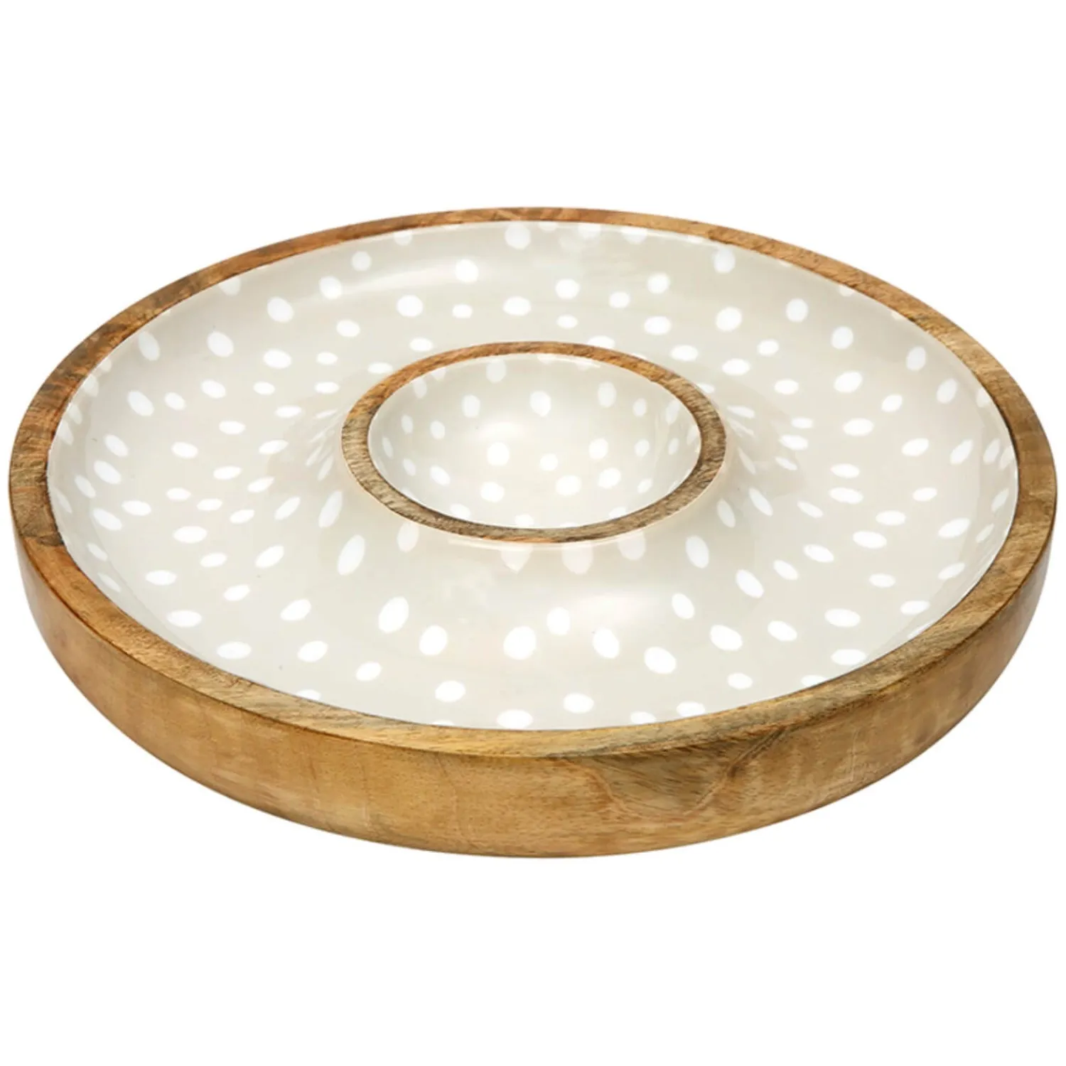 Sintra Dexam Mango Wood Spotted Chip & Dip Bowl - Stone