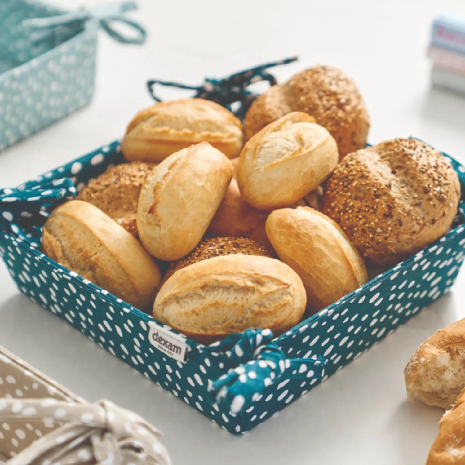 Sintra Dexam Recycled Cotton Spotted Bread Basket - Ink Blue