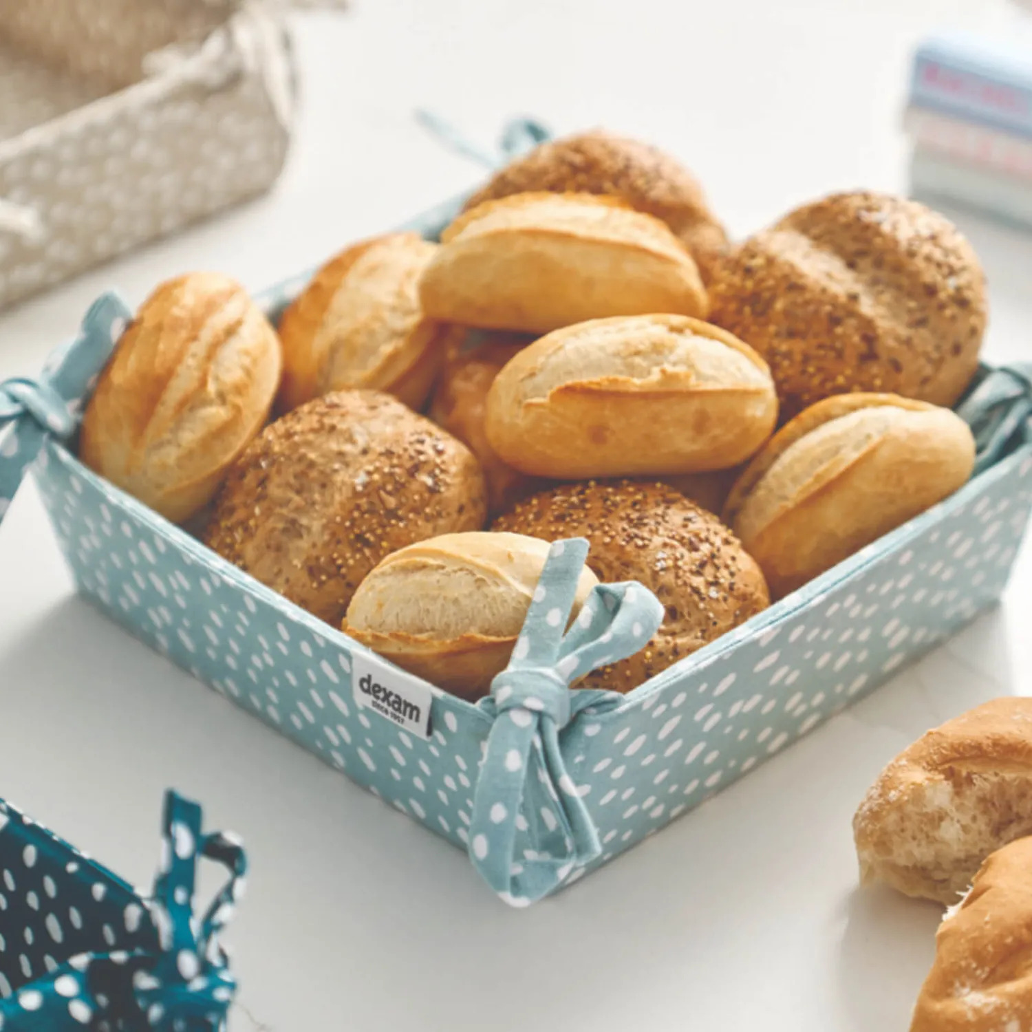 Sintra Dexam Recycled Cotton Spotted Bread Basket - Duck Egg