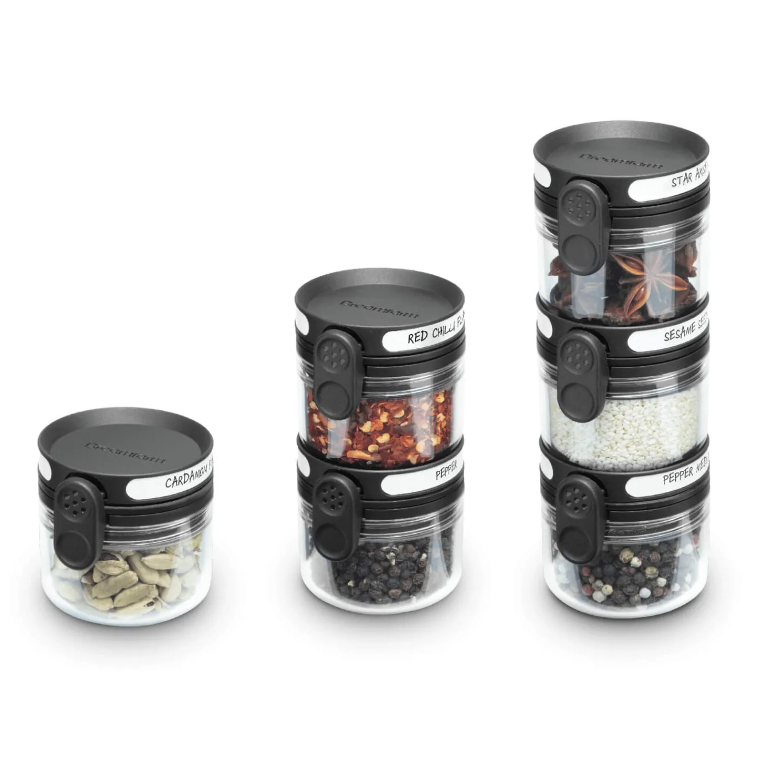 DreamFarm Orlid Stackable Glass Jar with Double Lid - Black