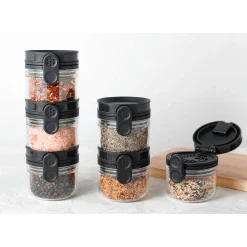 DreamFarm Orlid Stackable Glass Jar with Double Lid - Black