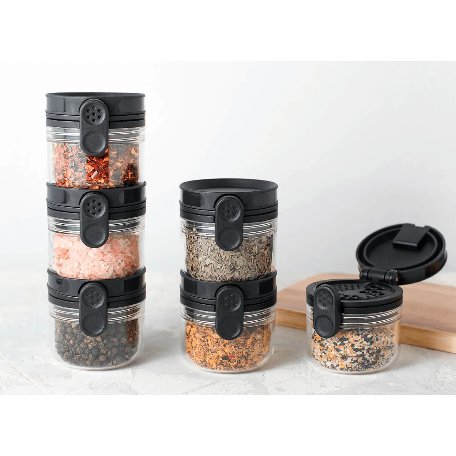 DreamFarm Orlid Stackable Glass Jar with Double Lid - Black