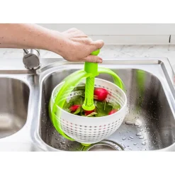 DreamFarm Spina Colander & Salad Spinner - Green & White