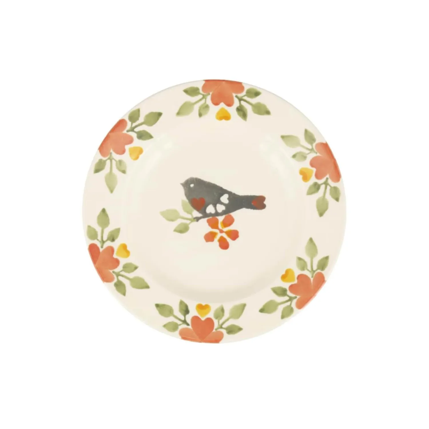 EMMA BRIDGEWATER Earthenware 6 1/2" Plate - Lovebirds Coral