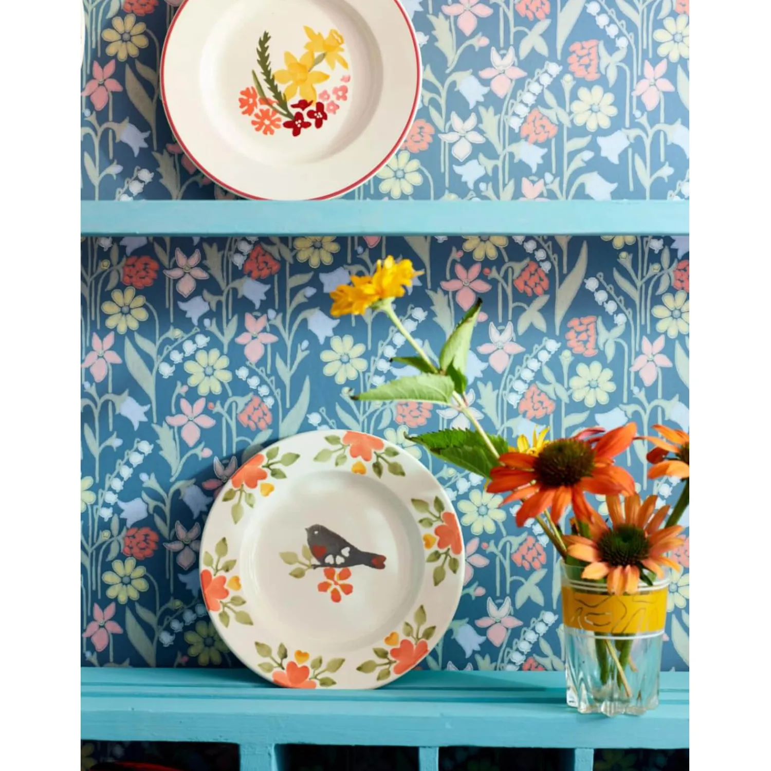 EMMA BRIDGEWATER Earthenware 6 1/2" Plate - Lovebirds Coral