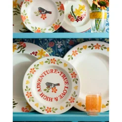 EMMA BRIDGEWATER Earthenware 6 1/2" Plate - Lovebirds Coral