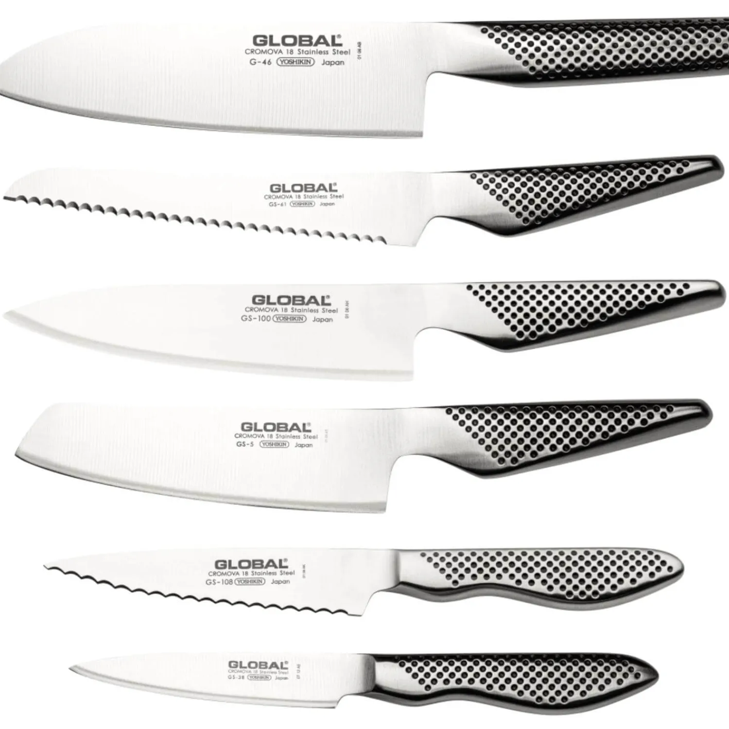 Global Knives Earth-Tsuchi 7 Piece Kitchen Knife Block Set - White