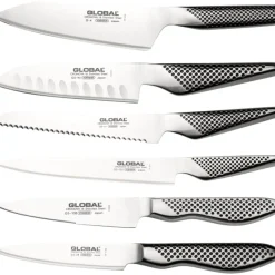 Global Knives Fire-Hi 7 Piece Kitchen Knife Block - Black
